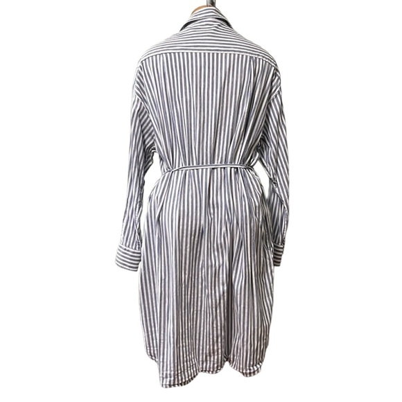 Vince Striped Belted Midi Shirt Dress, Blue/White, XL - Picture 8 of 13